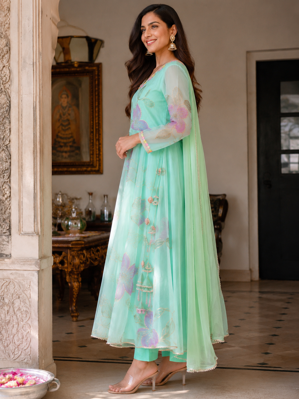 A green Organza Ensemble