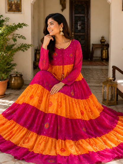 A Tiered Anarkali Gown