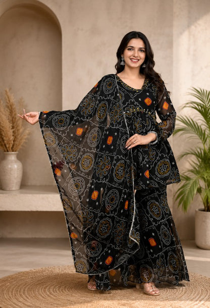 Bandhani Print Sharara Set