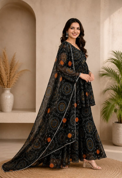 Bandhani Print Sharara Set
