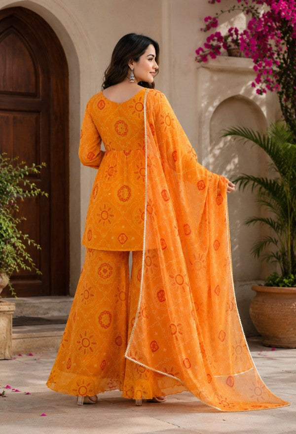 Bandhani Print Sharara Set