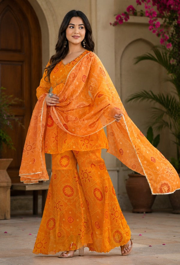 Bandhani Print Sharara Set