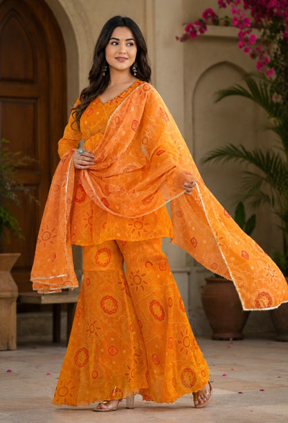 Bandhani Print Sharara Set