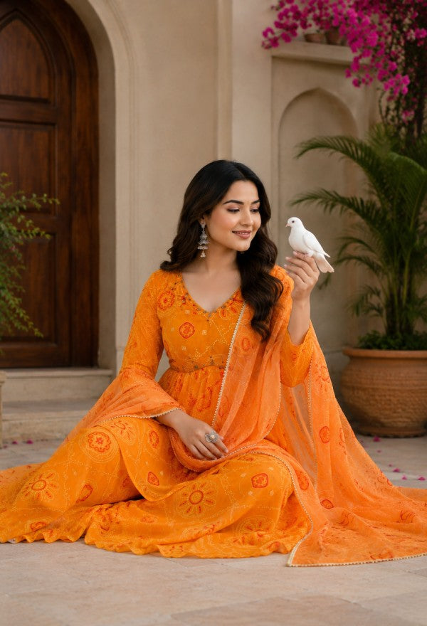 Bandhani Print Sharara Set