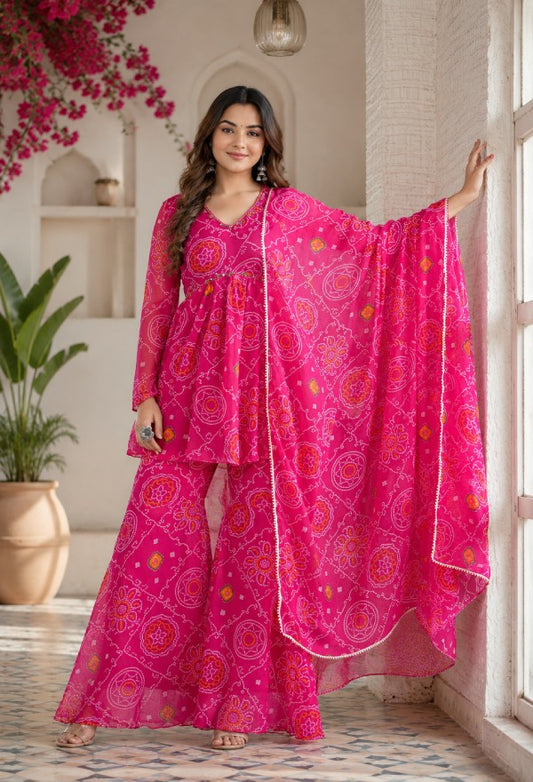 Bandhani Print Sharara Set