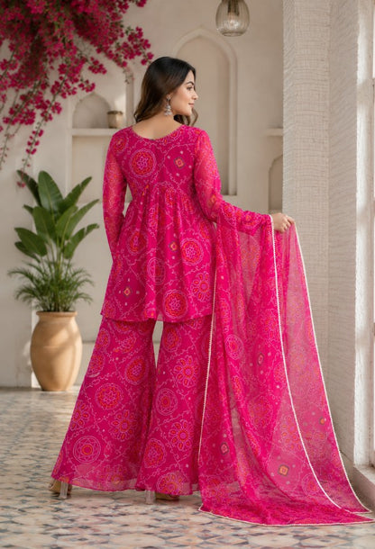Bandhani Print Sharara Set