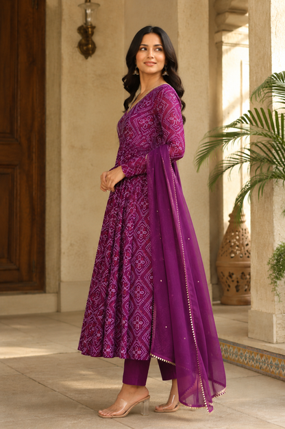 Bandhani Print Anarkali Suit