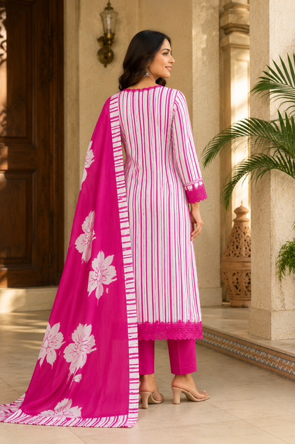 Kurta Set with Floral Dupatta