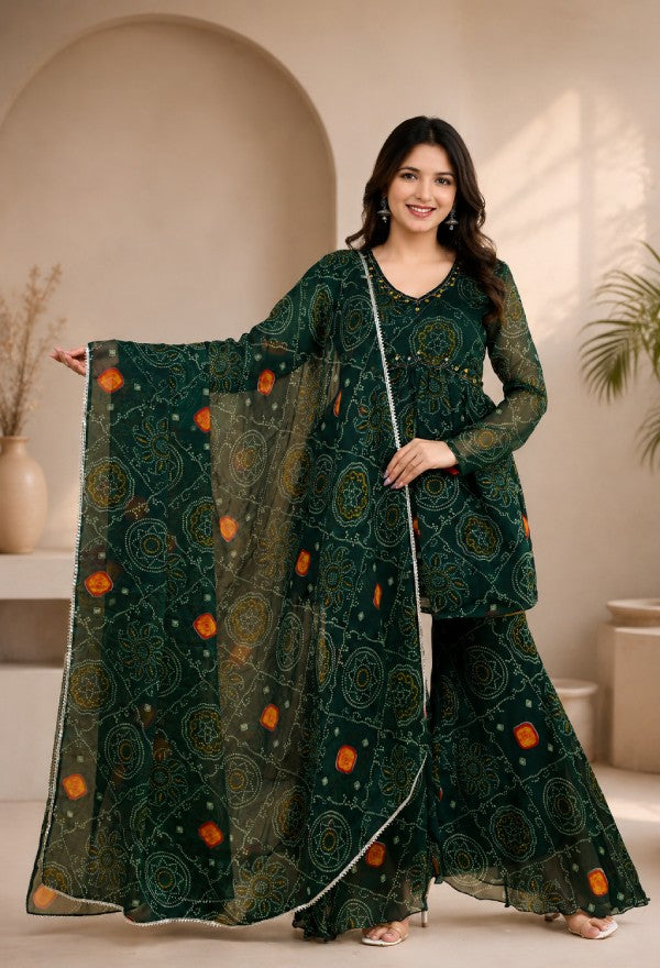 Bandhani Print Sharara Set