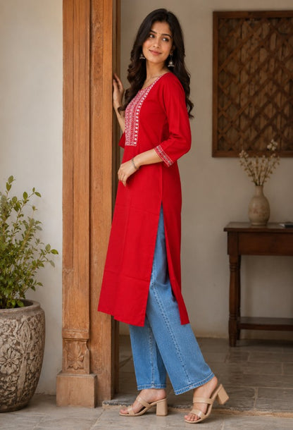Embroidered Straight Kurta
