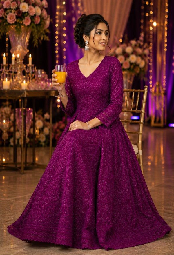 Embroidered Ethnic Gown for Festive