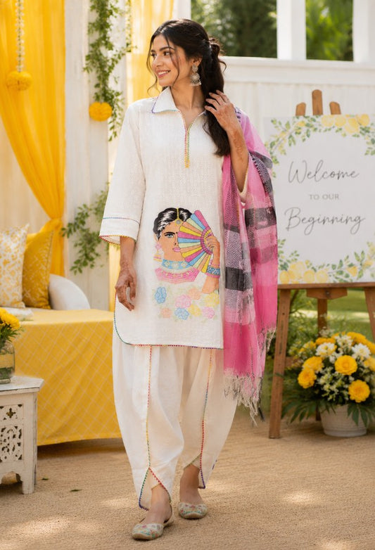 Embroidery Dhoti Kurta Set