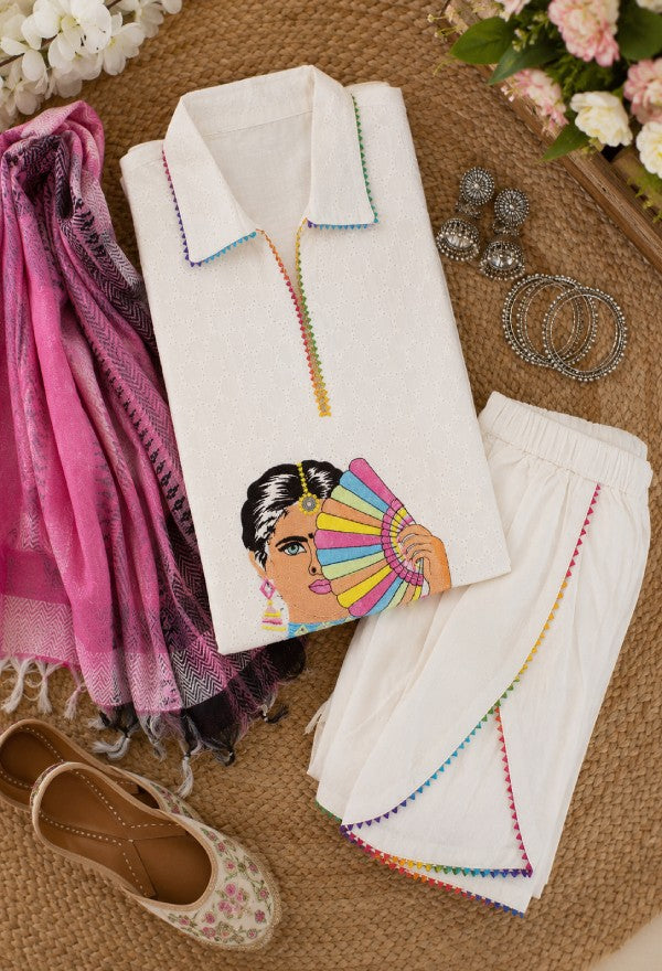 Embroidery Dhoti Kurta Set