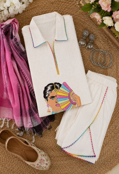 Embroidery Dhoti Kurta Set