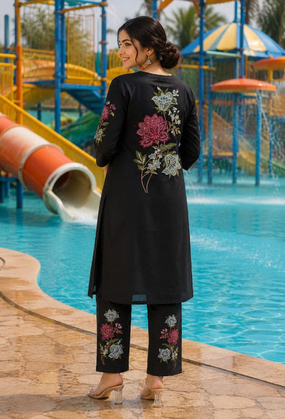 Floral Embroidery Kurta Set