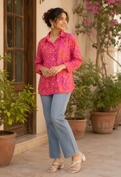 Bandhani Print Casual Shirt