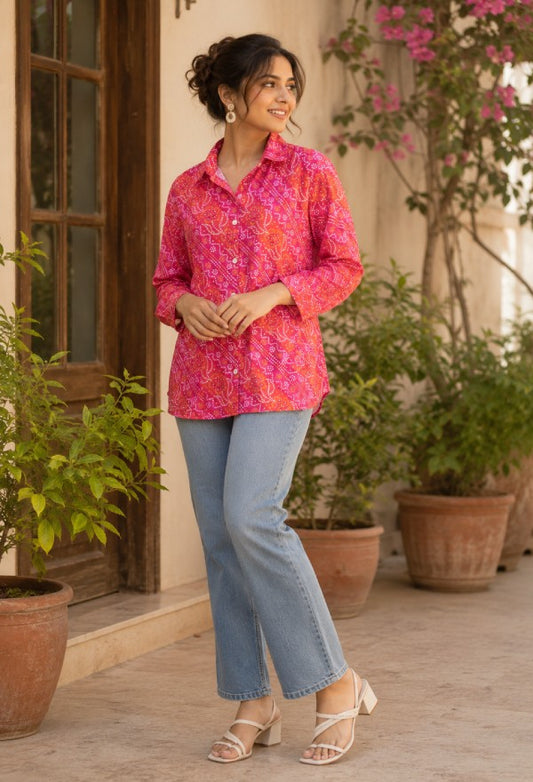 Bandhani Print Casual Shirt