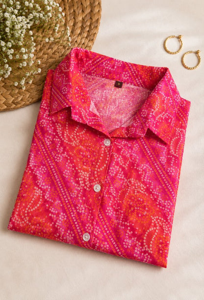 Bandhani Print Casual Shirt