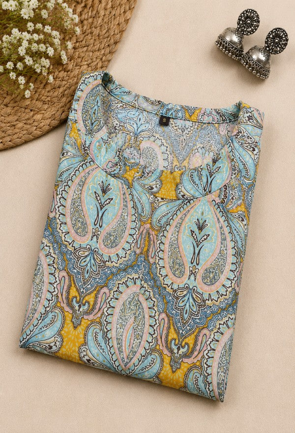 Artistic Paisley Print Kurta