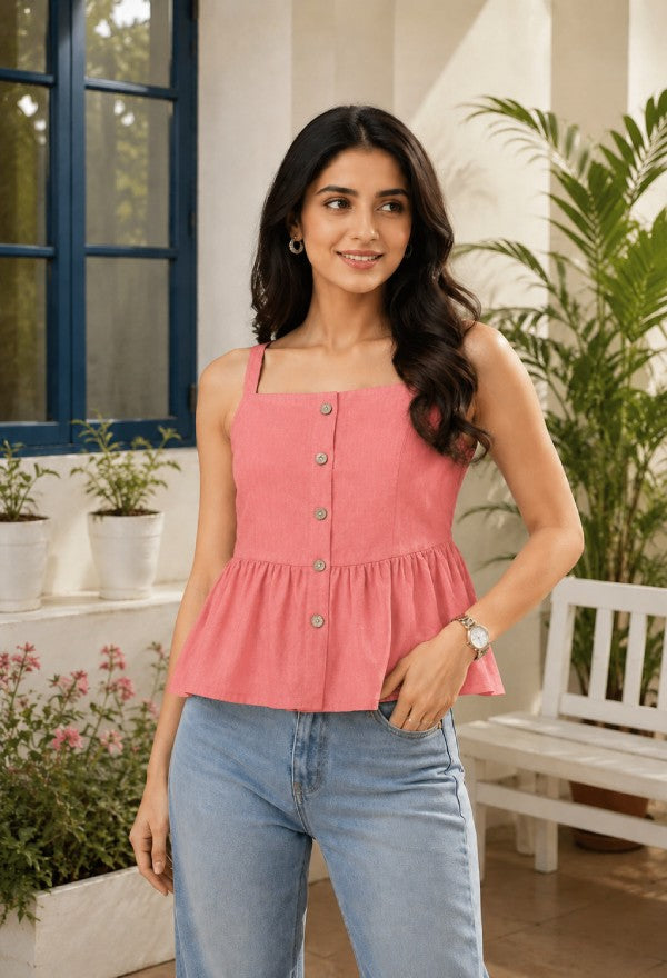 Top with Button-Down Detail