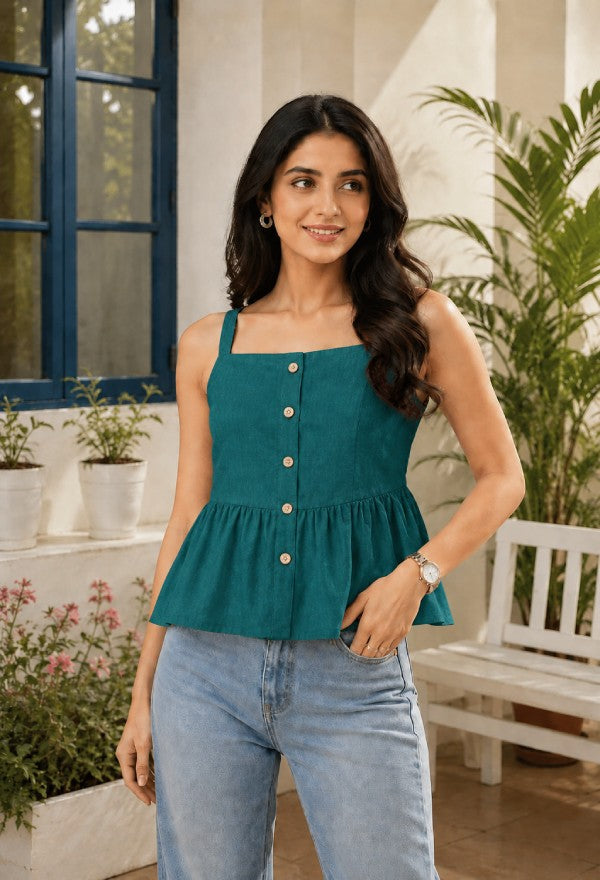 Top with Button-Down Detail