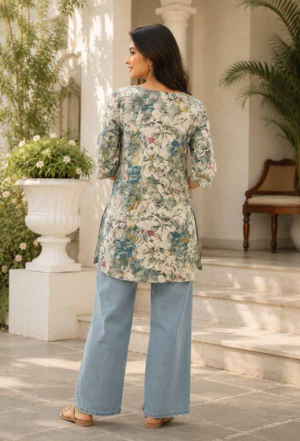 Elegant Botanical Print kurta