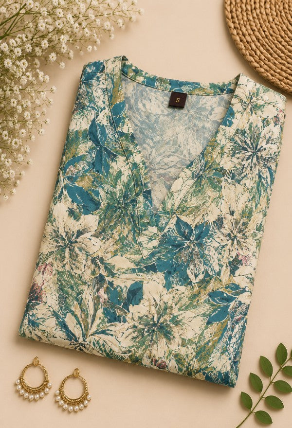 Elegant Botanical Print kurta
