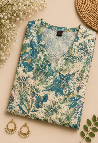 Elegant Botanical Print kurta