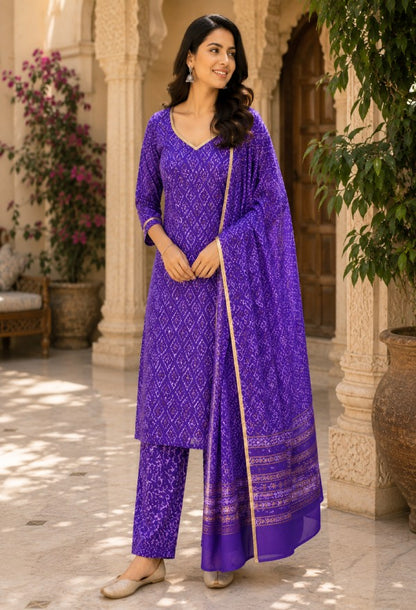 Purple Kurta Set with Dupatta