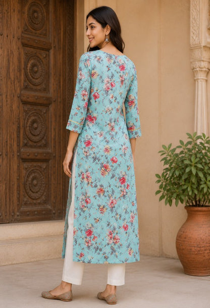 Floral Print Straight Kurta