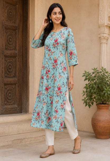 Floral Print Straight Kurta