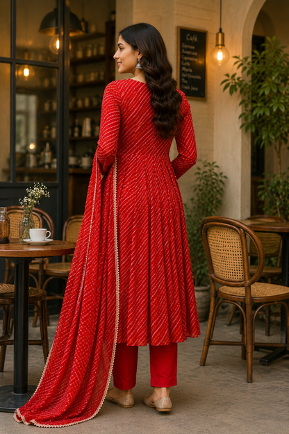 Elegant Red Anarkali Suit Set