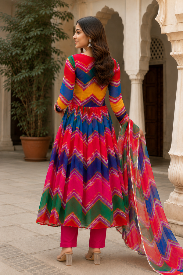 Multicolored Anarkali Suit Set