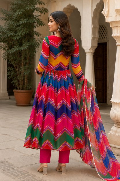 Multicolored Anarkali Suit Set