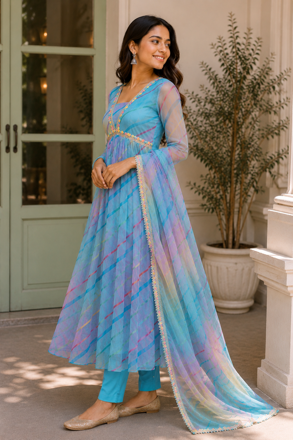 Multicolored Anarkali Suit Set