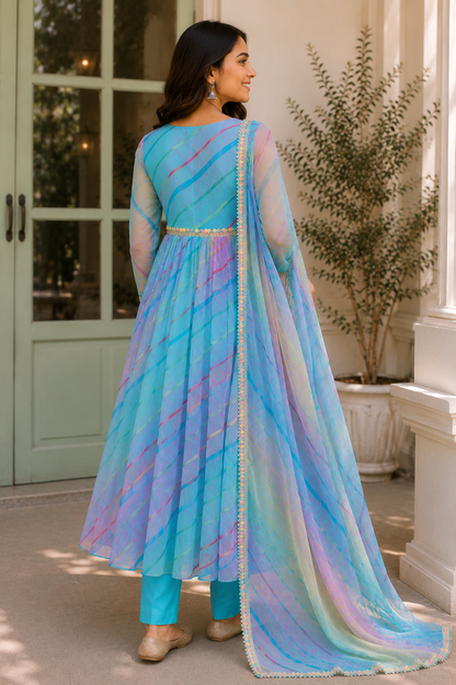Multicolored Anarkali Suit Set