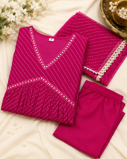 Fuchsia Pink Suit Set