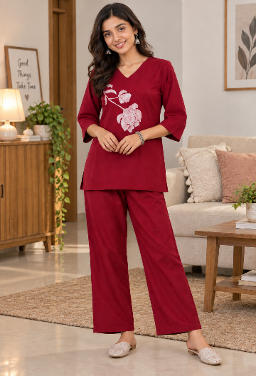 Silk Floral Embroidered Co-Ord Set