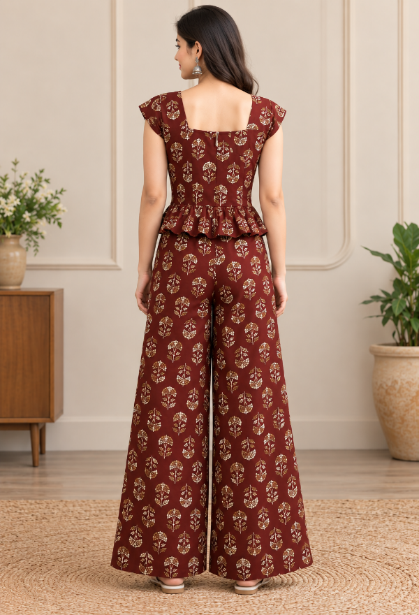 Floral Print Top & Palazzo Pant Co-ord Set