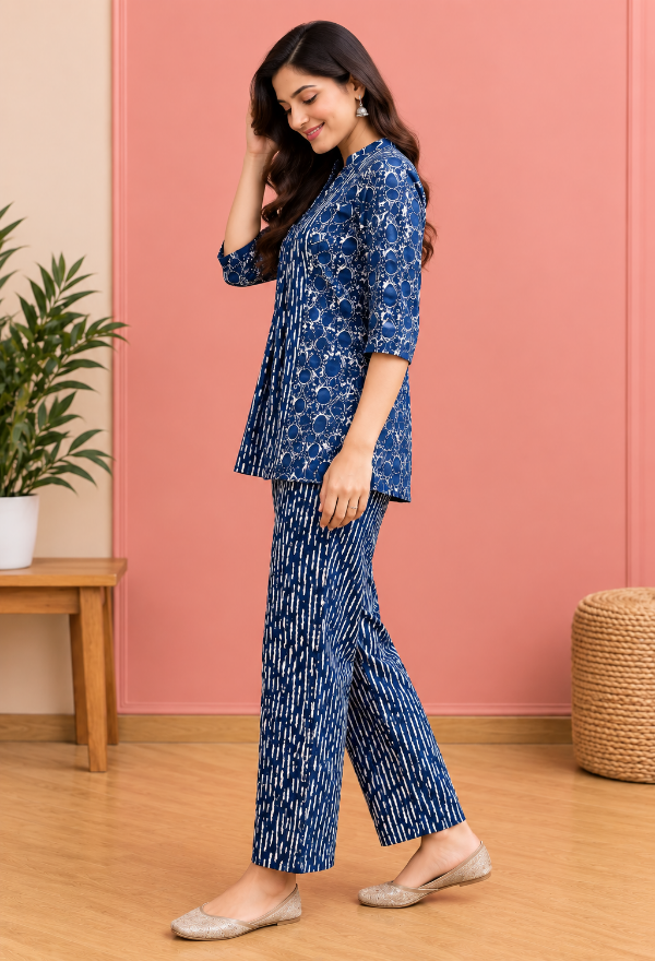 Printed Short Kurti Pant Set