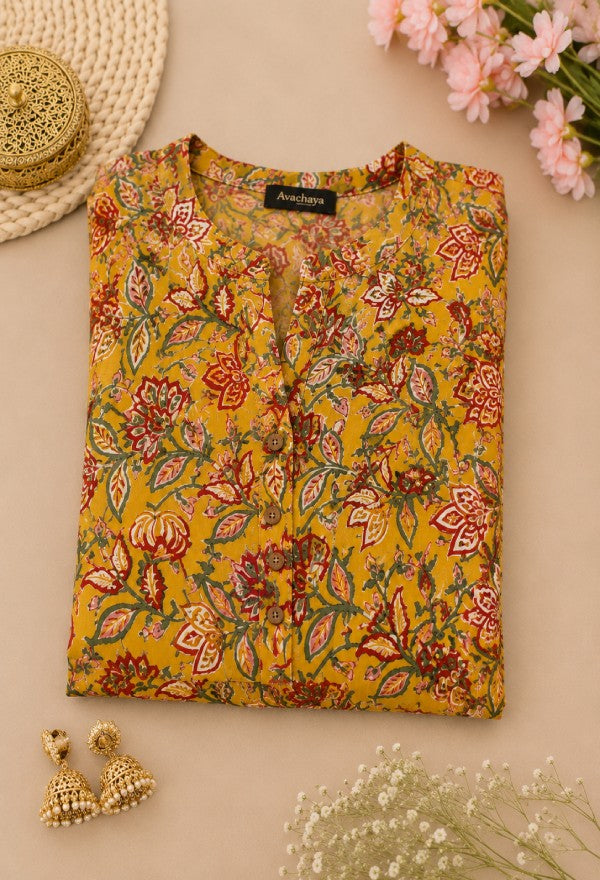 Floral Print Cotton Kurta