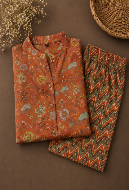 Floral Print A-Line Kurta Set
