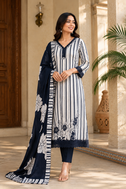 Kurta Set with Floral Dupatta