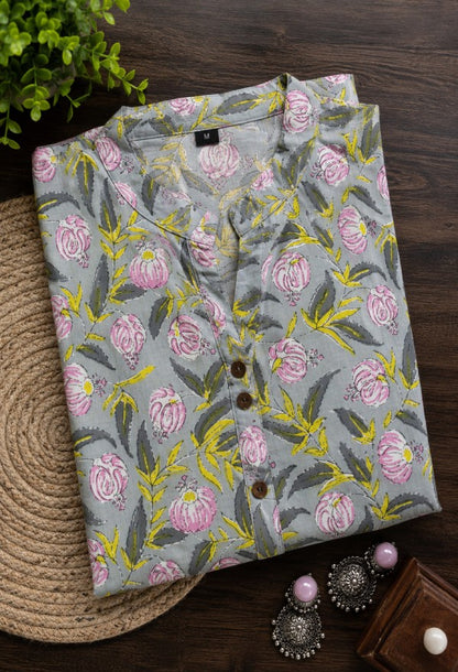 Floral Print Cotton Kurta