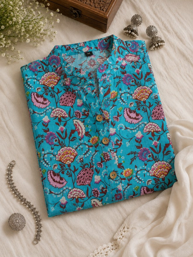 Floral Print Cotton Kurta