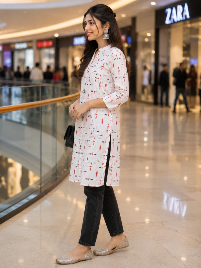 Floral Print Cotton Kurta