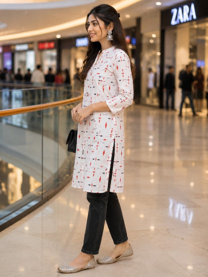 Floral Print Cotton Kurta