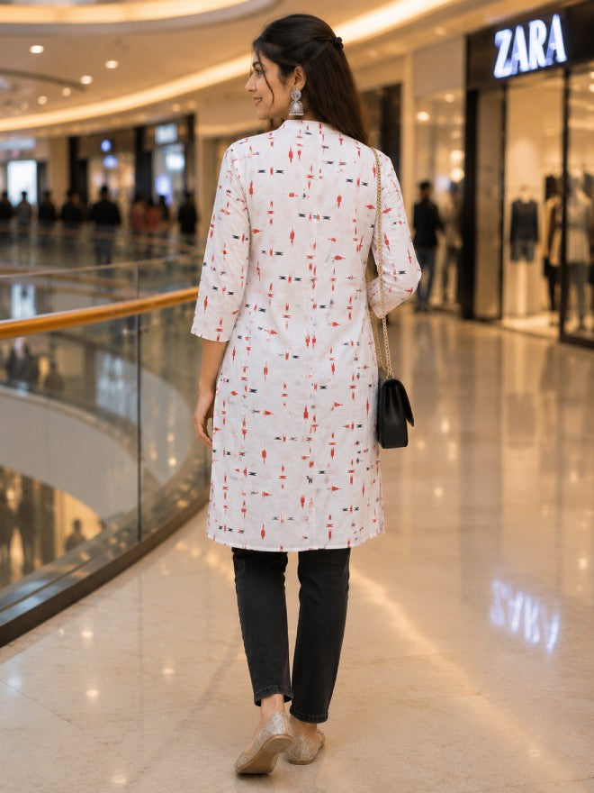 Floral Print Cotton Kurta