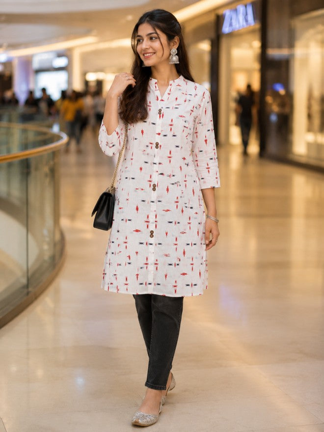 Floral Print Cotton Kurta