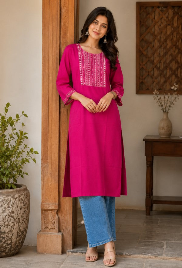 Embroidered Straight Kurta